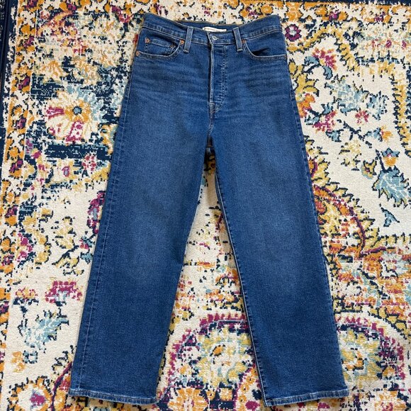 Levis Ribcage Straight Ankle jeans Medium Wash Womens Size 29 Stretch Button Fly - Picture 4 of 8